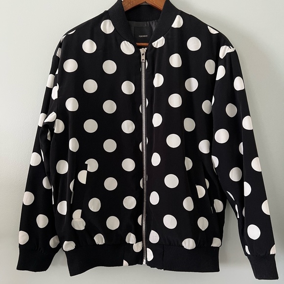 Forever 21 Jackets & Blazers - Forever 21 Black & White Polka Dot Bomber Jacket Size M